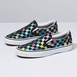 VANS Iridescent Check Classic Slip-On Sneakers VN0A3B1W2MZ Size 3